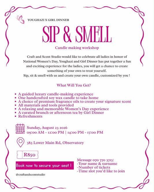 Sip & Smell | Candle Making Workshop - Sunday 23|08|26