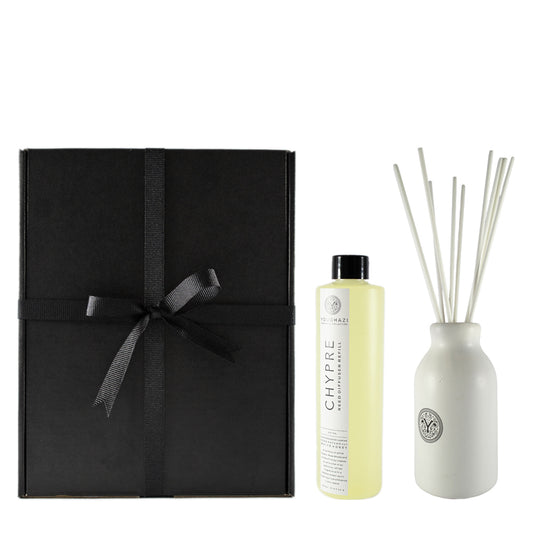 GIFT SET 1: Chypre Diffuser Refill 300ml + White Ceramic + 10 White Reed Sticks