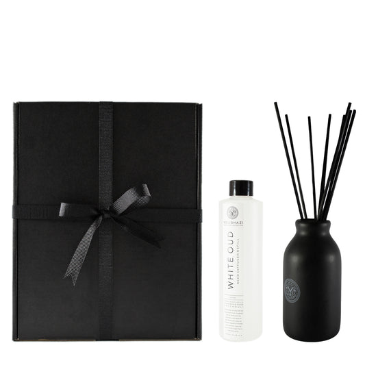 GIFT SET 1: White Oud Diffuser Refill 300ml + Black Ceramic +10 Black Reed Sticks