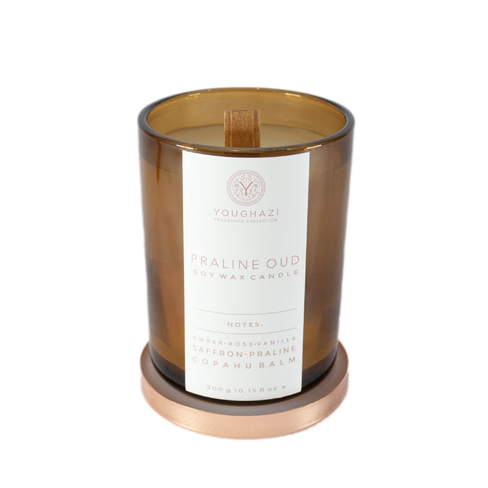 Soy Wax Candle Praline Oud 300g