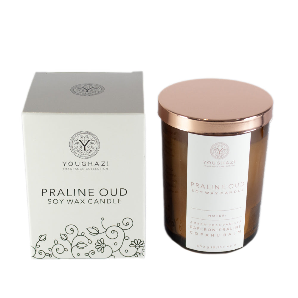 Soy Wax Candle Praline Oud 300g